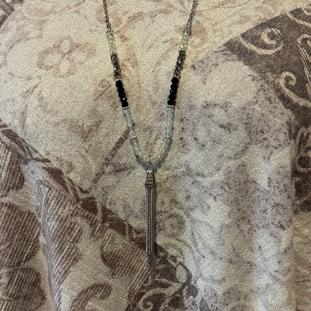 Elegant Silver and Black Beaded Necklace